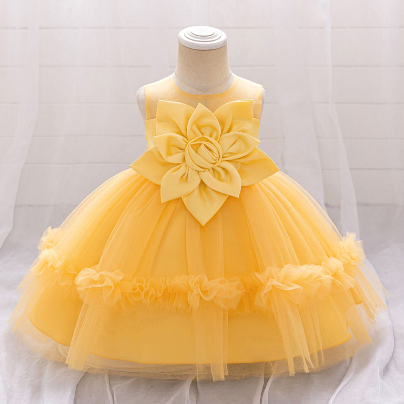 Vestido Infantil Verde Flor