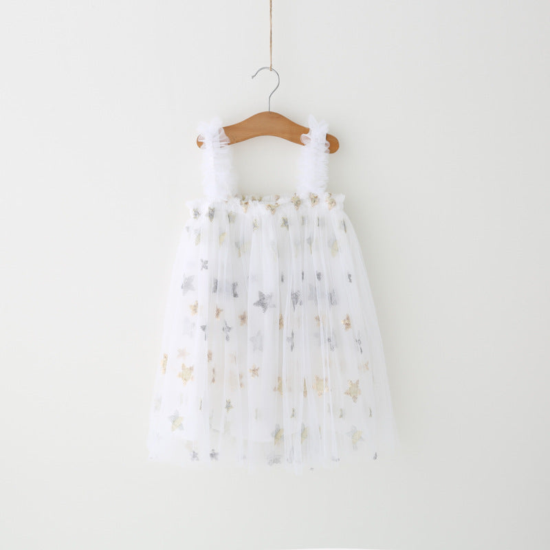 Vestido Infantil Tule Estrelinhas