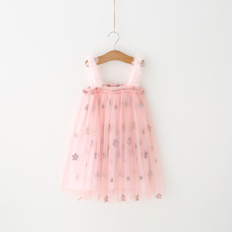 Vestido Infantil Tule Estrelinhas