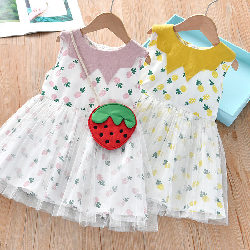 Vestido Infantil Frutinhas Tule