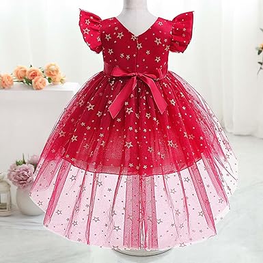 Vestido De Festa Infantil Vermelho Etrelinhas