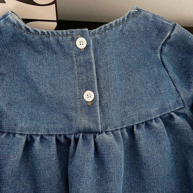 Vestido Infantil Jeans Florzinhas