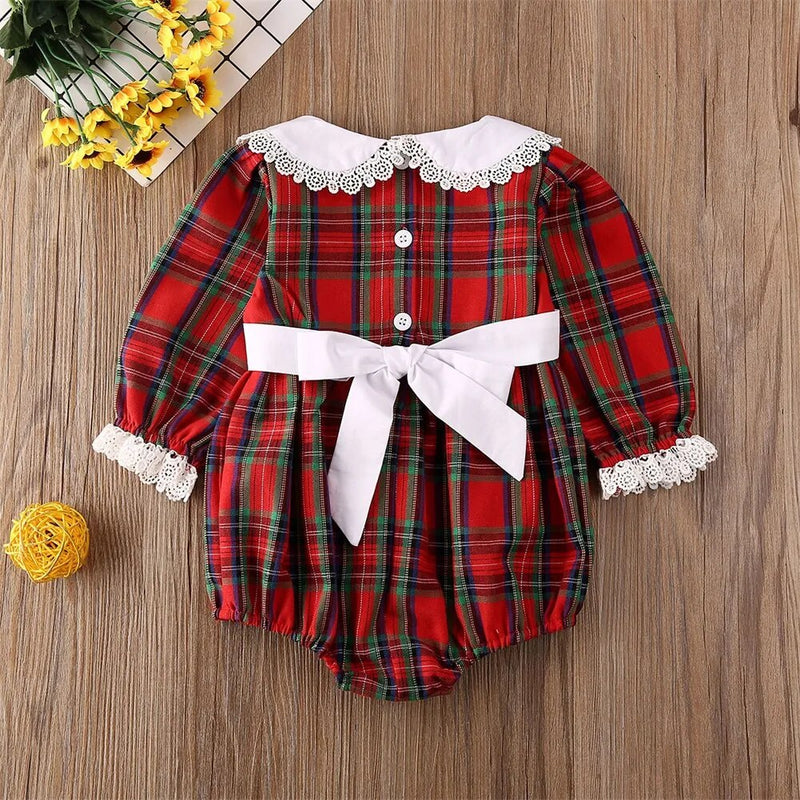 Vestido/Body Infantil Feminino Xadrez Natal