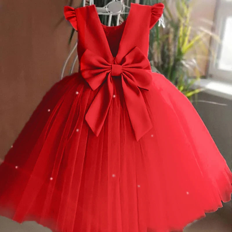 Vestido de Festa Infantil Natal Pérolas