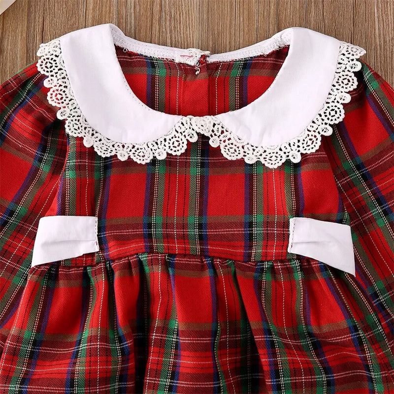 Vestido/Body Infantil Feminino Xadrez Natal