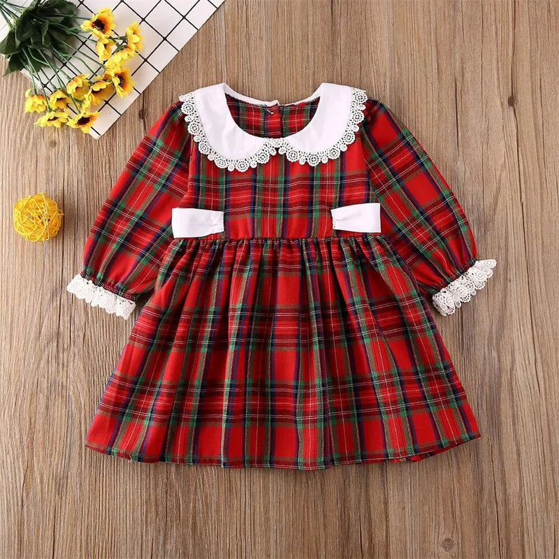 Vestido/Body Infantil Feminino Xadrez Natal