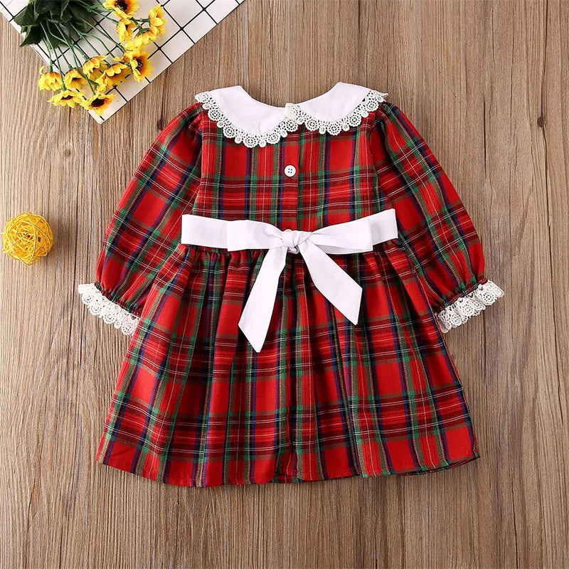 Vestido/Body Infantil Feminino Xadrez Natal