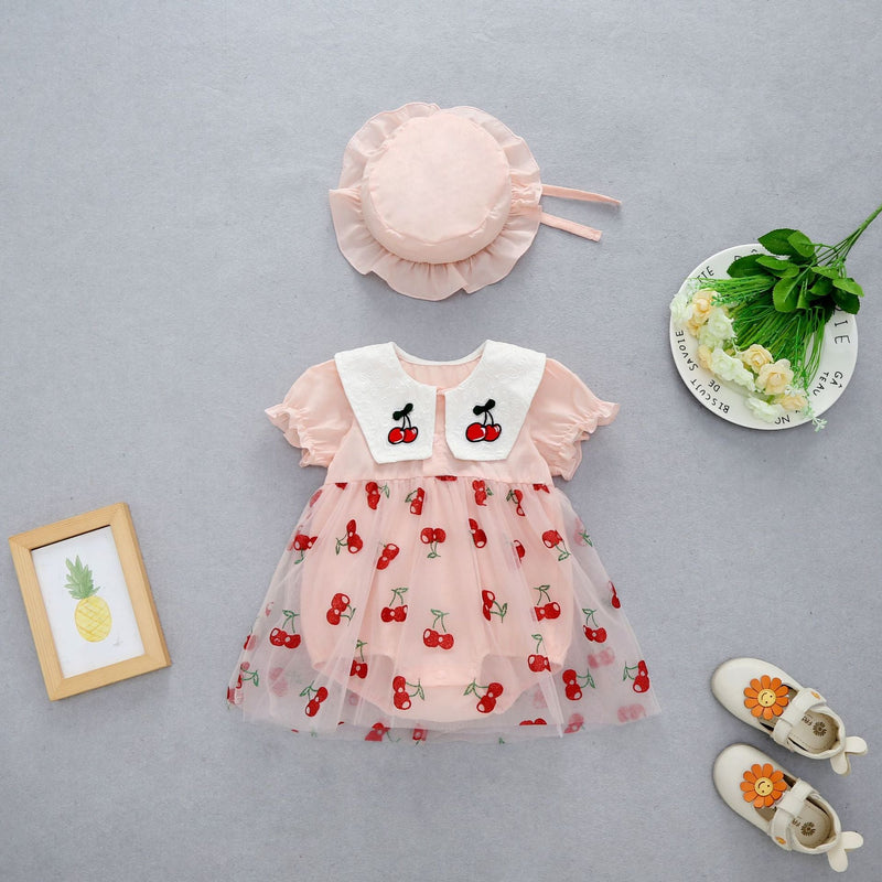 Vestido Infantil Tule Cerejinhas