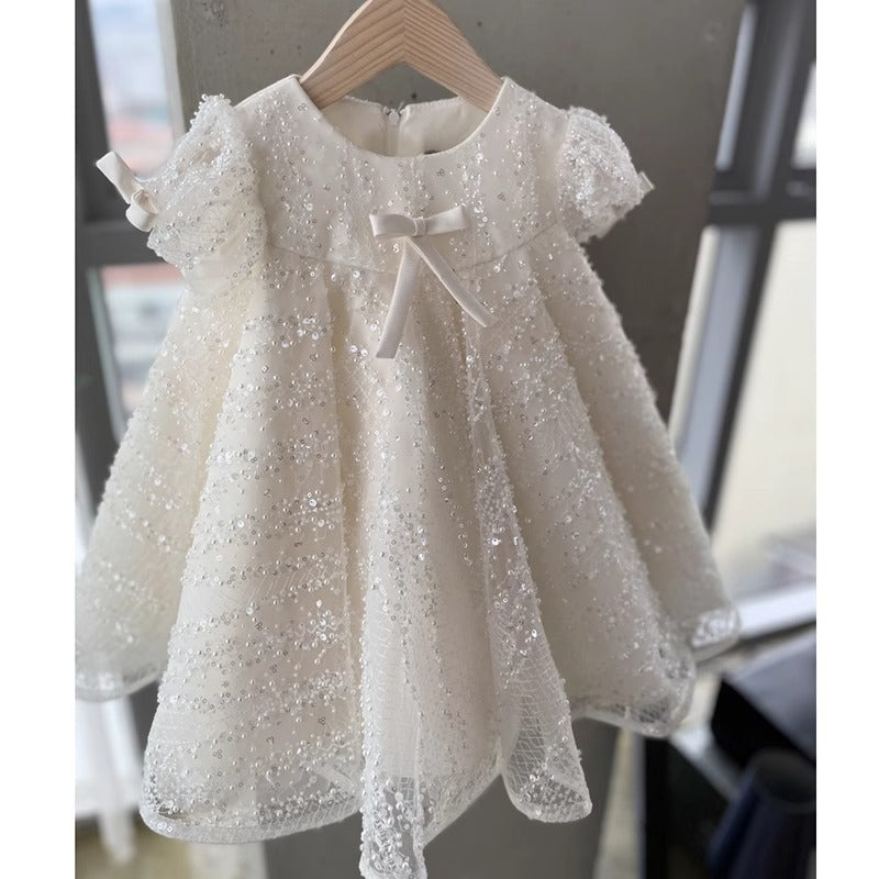 Vestido Infantil Brilhante Lacinho