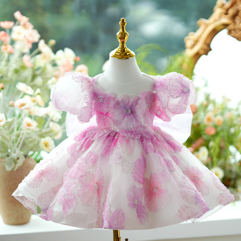 Vestido De Festa Infantil Rosa Flores