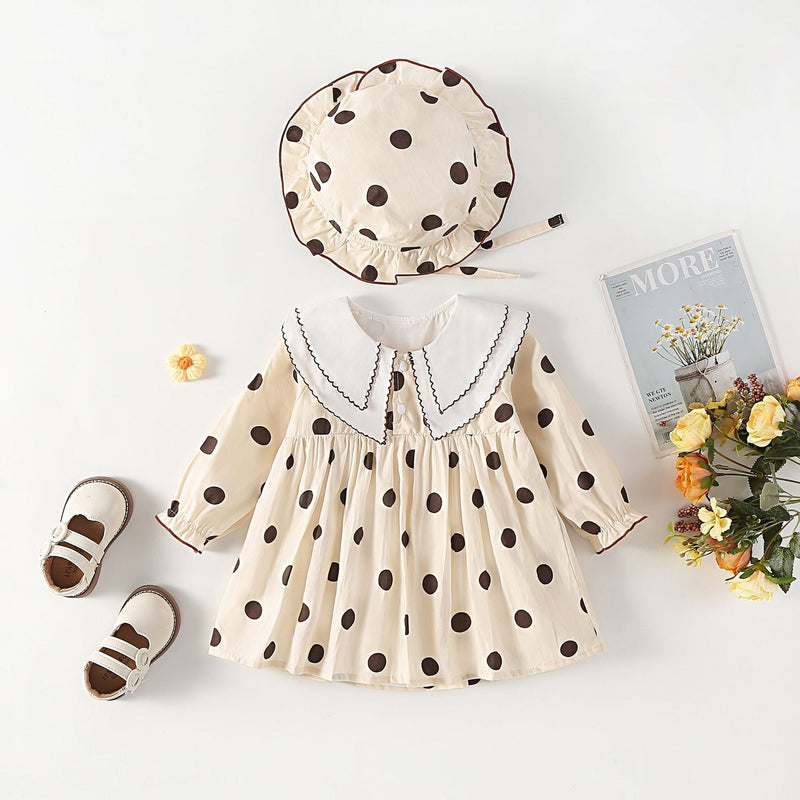 Vestido Infantil Bolinhas + Chapéu