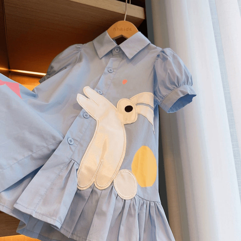 Vestido Infantil Azul Coelhinho