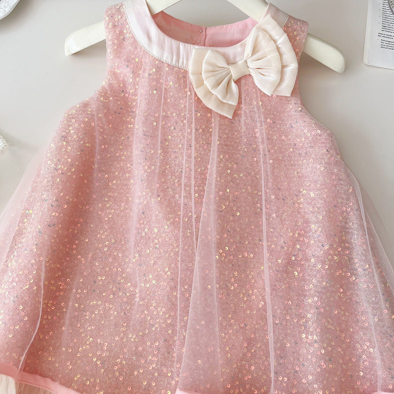 Vestido Infantil Brilhante Lacinho