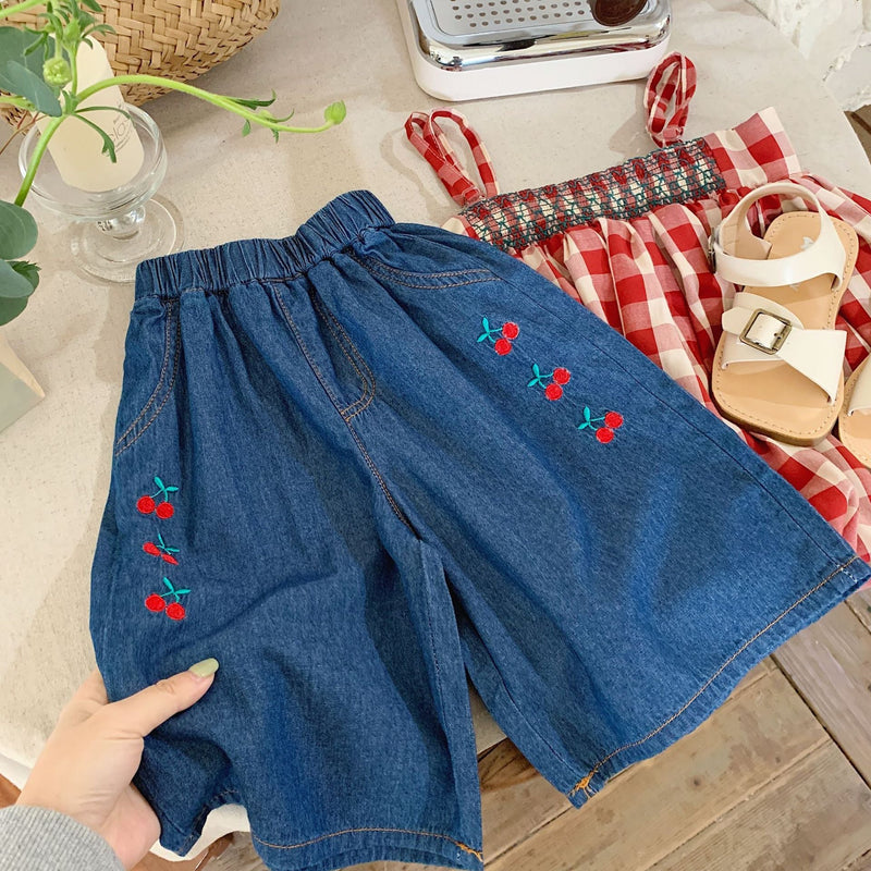 Calça Infantil Jeans Cerejinhas