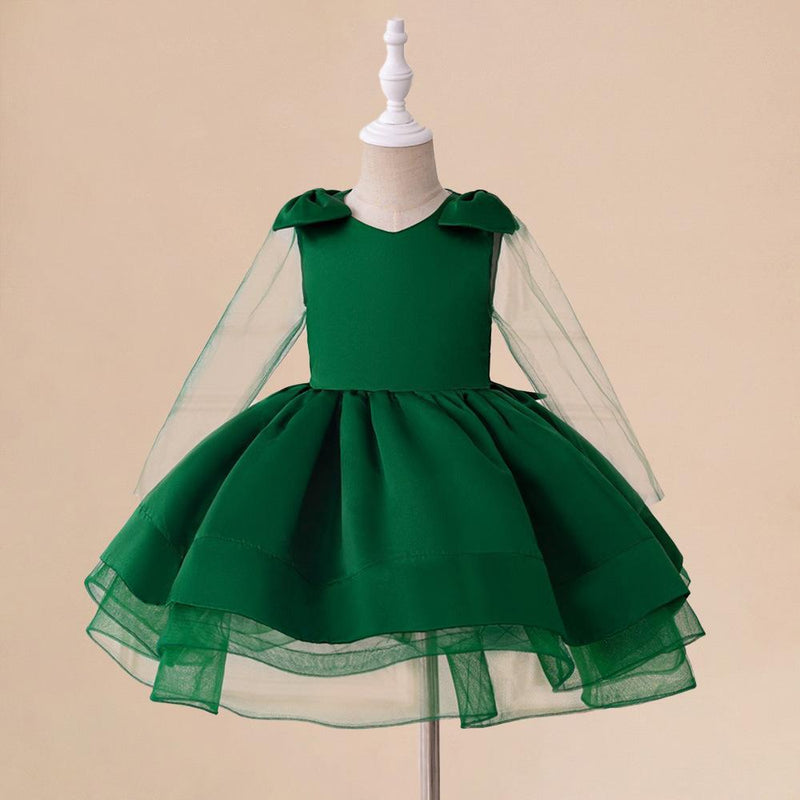 Vestido Infantil Verde Laços