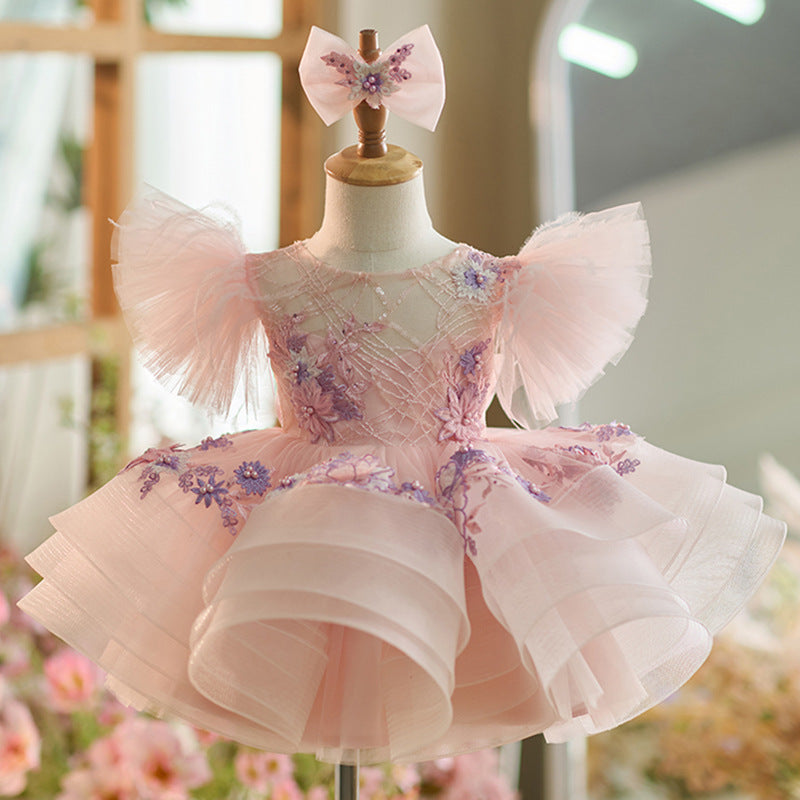 Vestido De Festa Infantil Rosa Flores