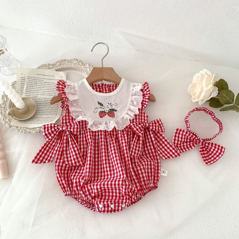 Body Infantil Feminino Xadrez Moranguinhos