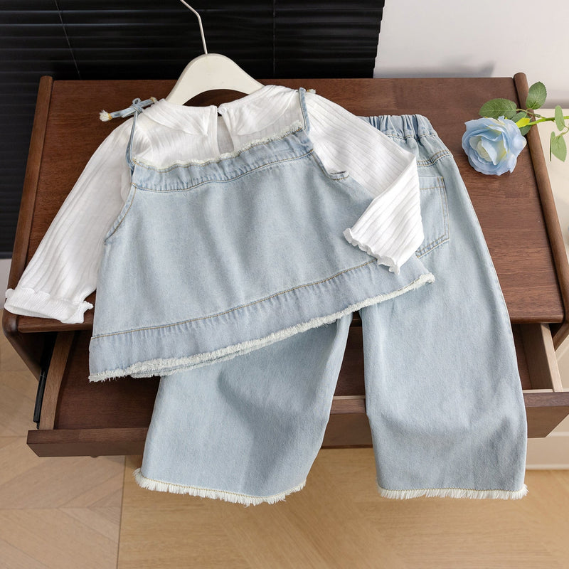 Conjunto Infantil Feminino Jeans 3 Peças