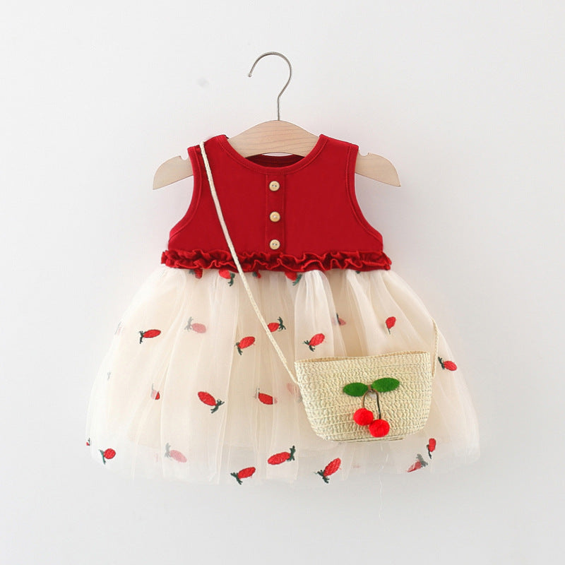 Vestido Infantil Frutinhas Tule