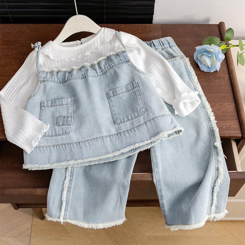 Conjunto Infantil Feminino Jeans 3 Peças