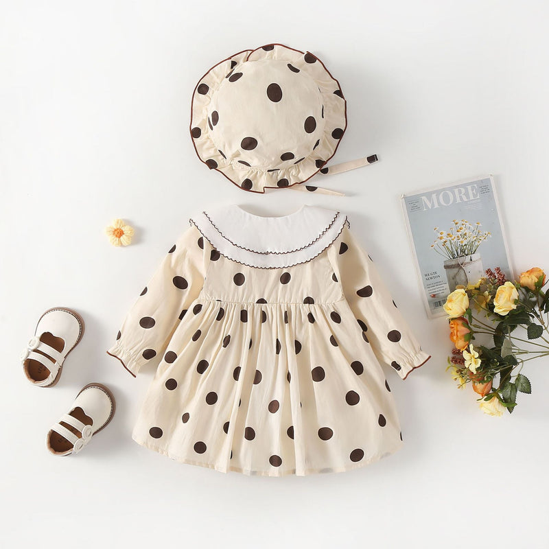 Vestido Infantil Bolinhas + Chapéu