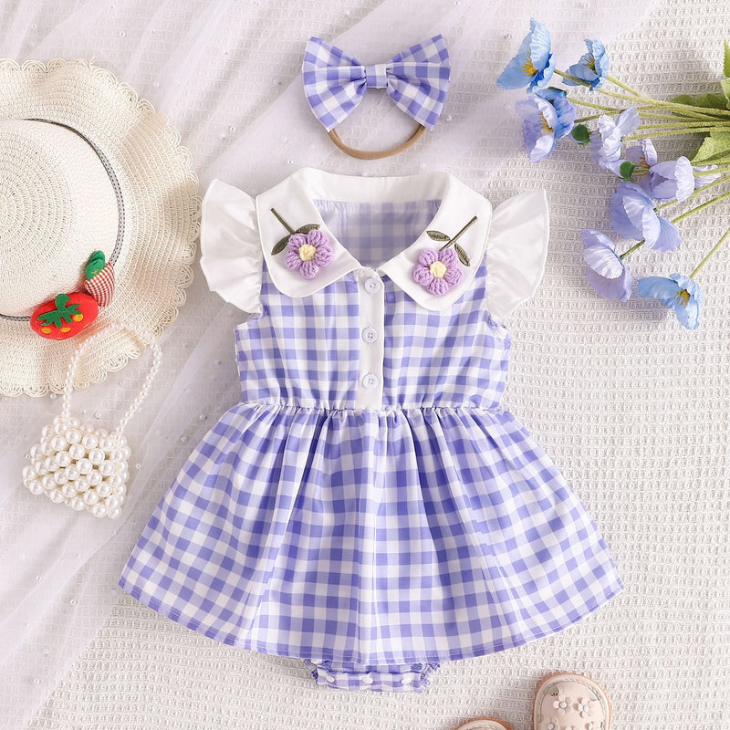 Vestido Infantil Xadrez Florzinhas