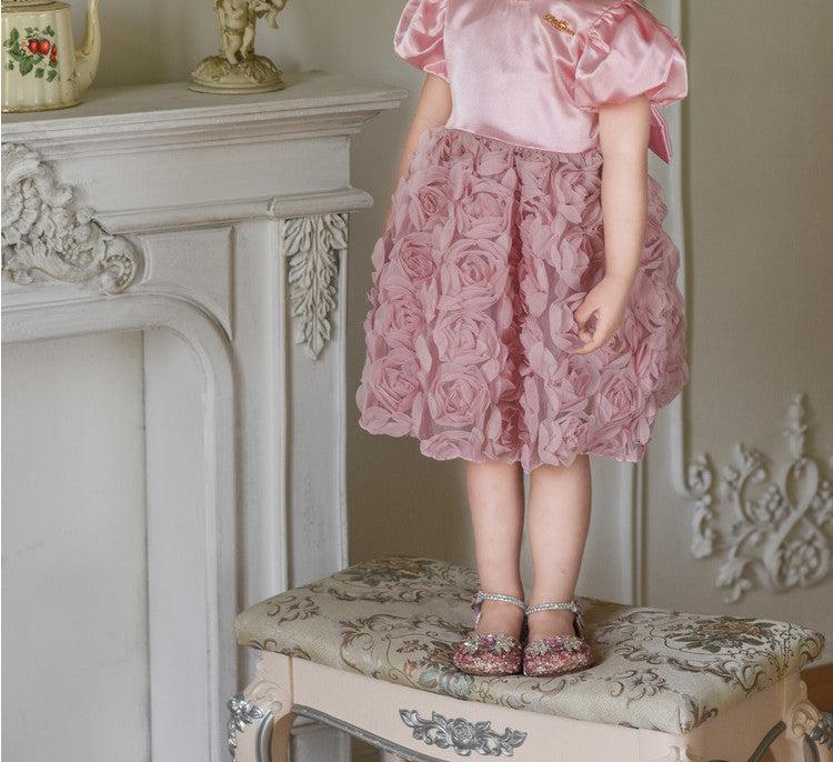 Vestido Infantil Rosa Flores