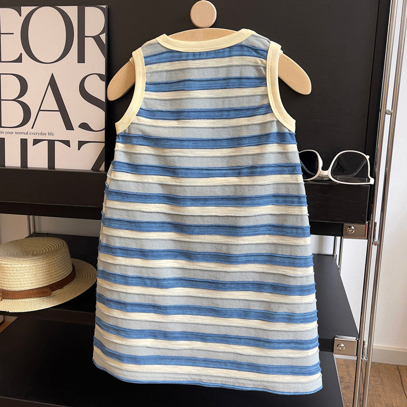 Vestido Infantil Azul Lístras