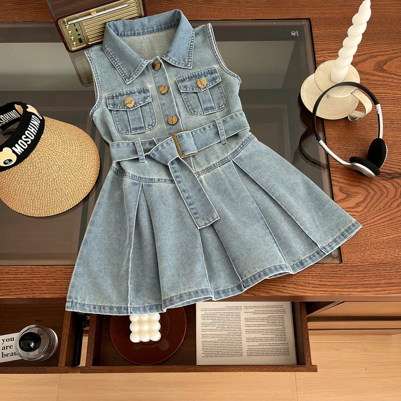 Vestido Infantil Jeans Botõezinhos