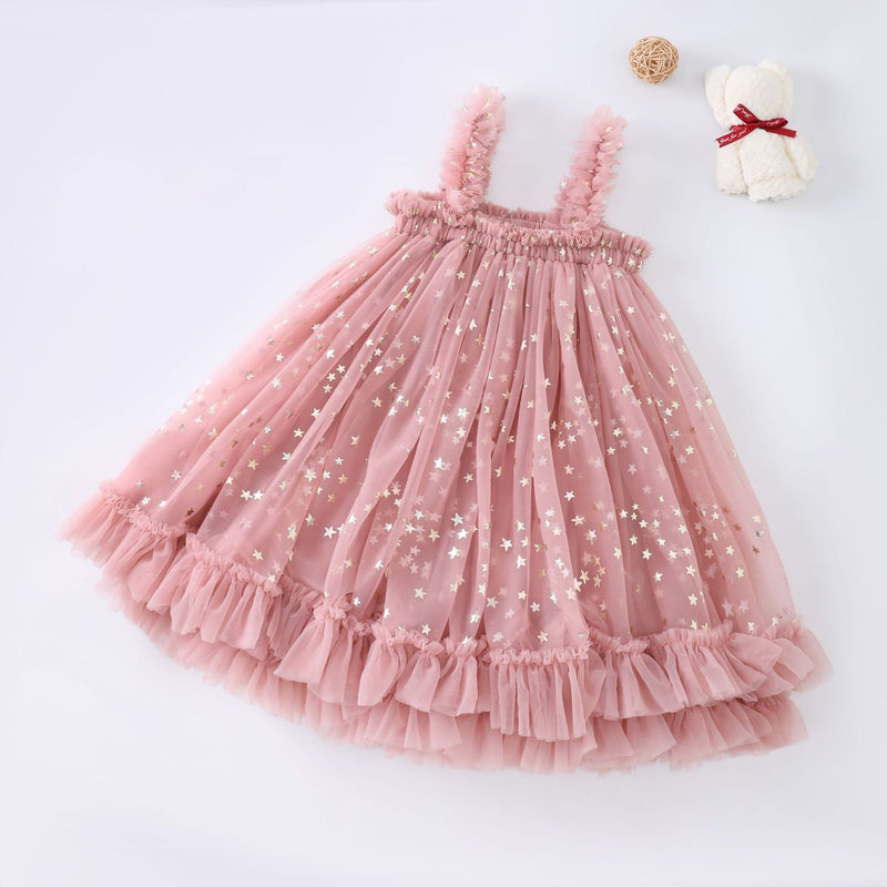 Vestido Infantil Tule Estrelinhas