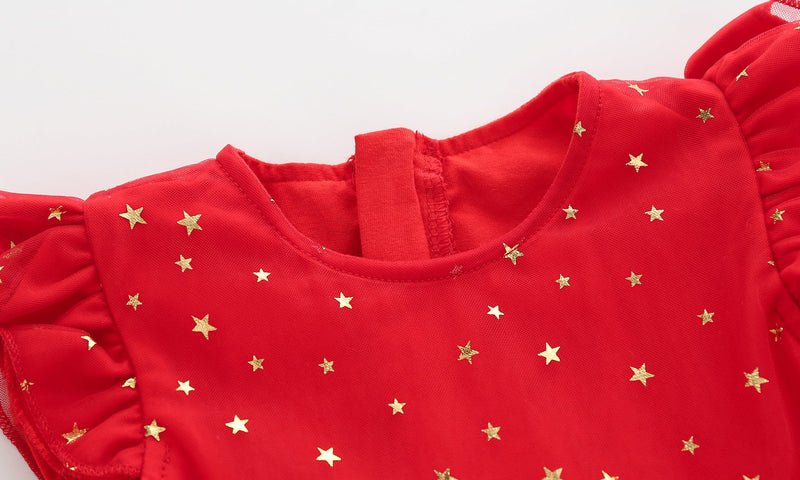 Vestido Infantil Vermelho Estrelinhas