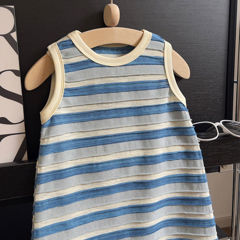 Vestido Infantil Azul Lístras