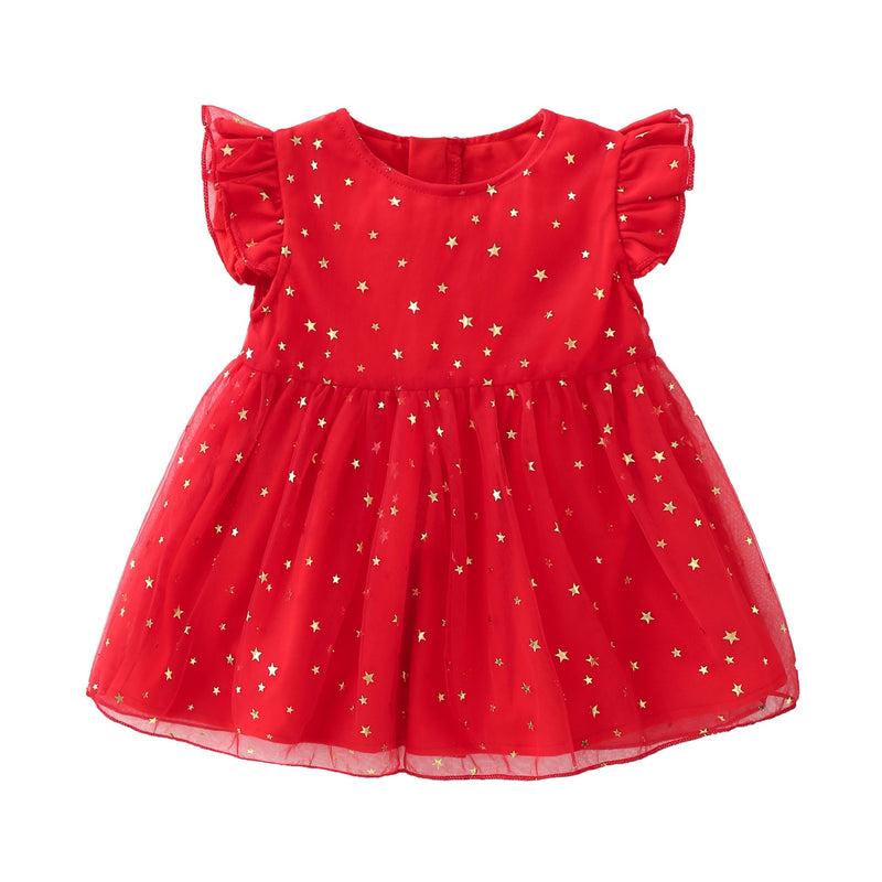 Vestido Infantil Vermelho Estrelinhas