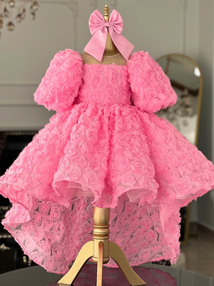 Vestido De Festa Infantil Rosa Flores