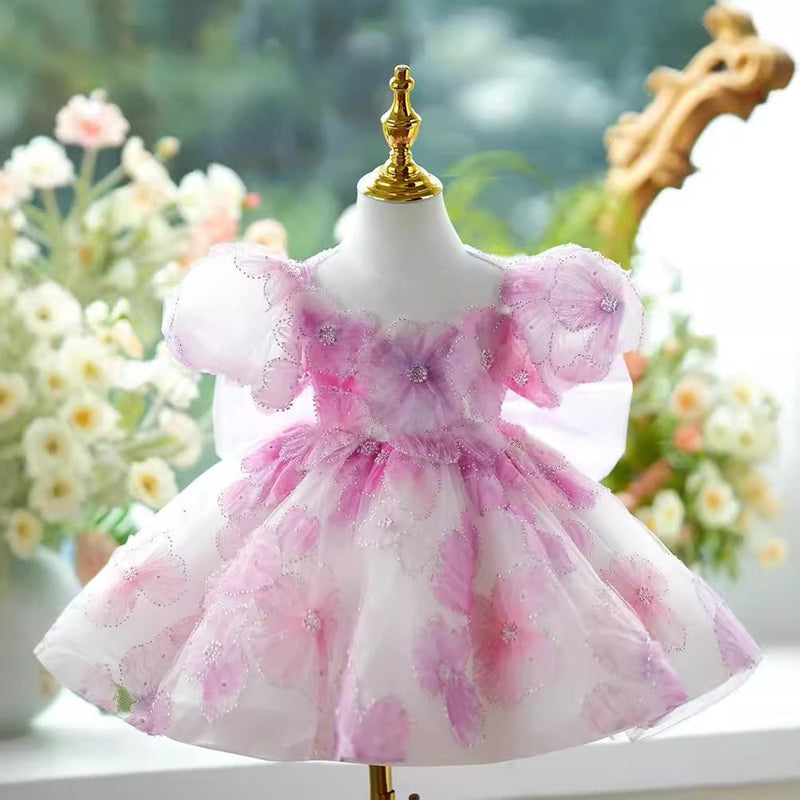 Vestido De Festa Infantil Rosa Flores