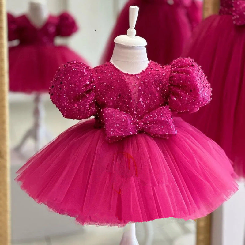 Vestido De Festa Infantil Pink Brilhante