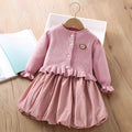 Conjunto  Infantil Vestido + Cardigan Ursinho