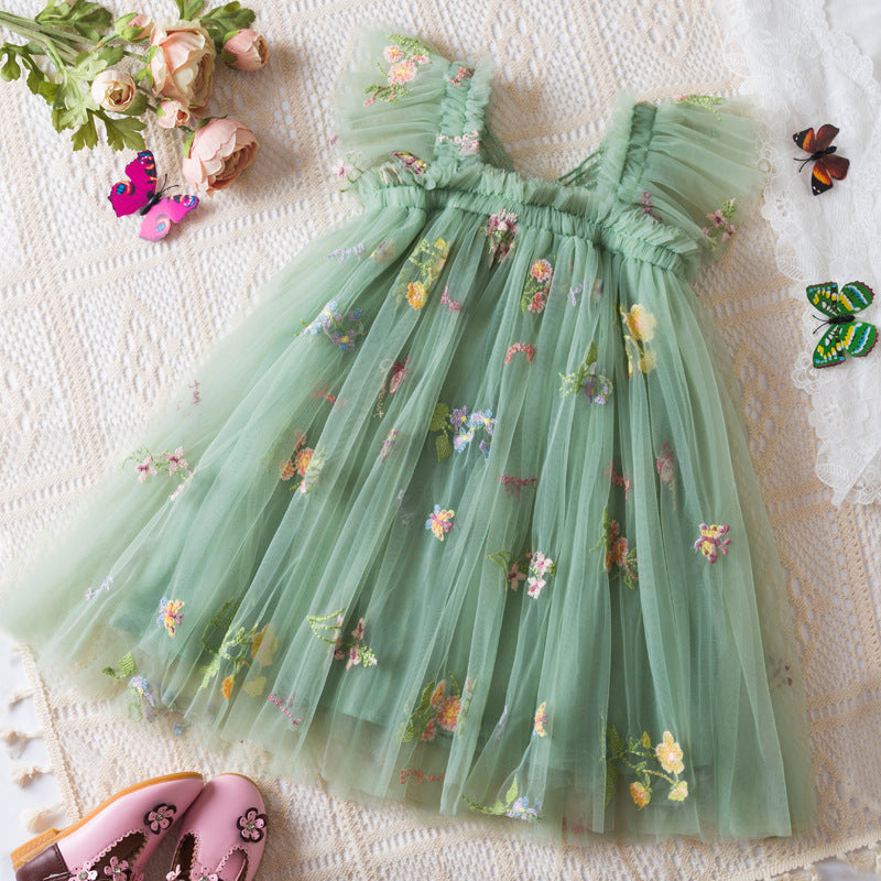 Vestido Infantil Tule Floral Asinha