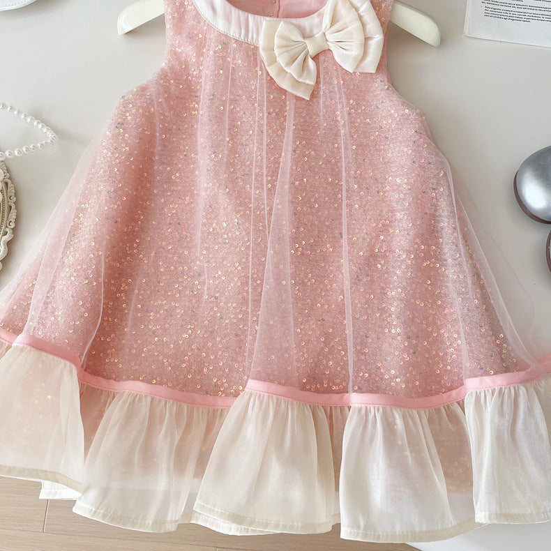 Vestido Infantil Brilhante Lacinho