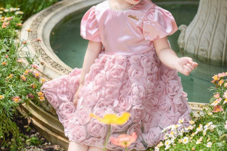 Vestido Infantil Rosa Flores