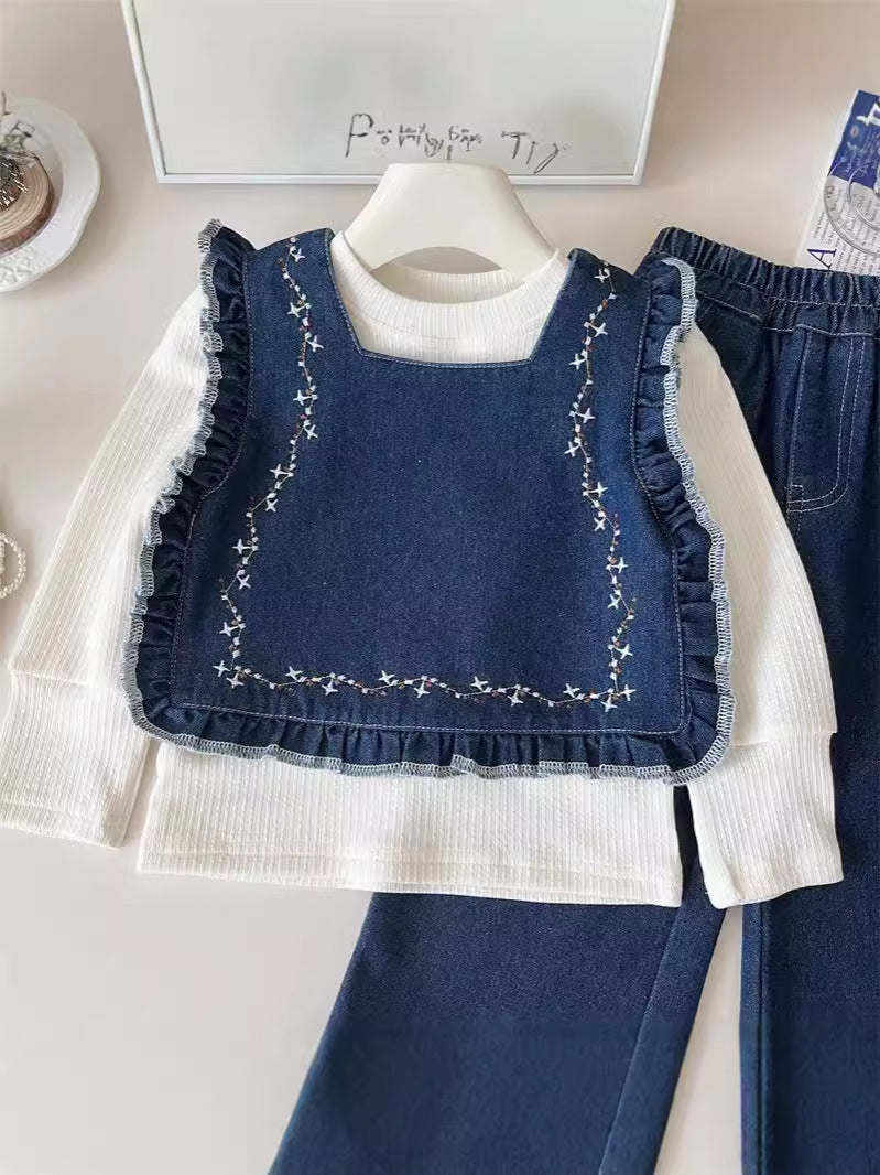 Conjunto Infantil Feminino 3 Peças Jeans