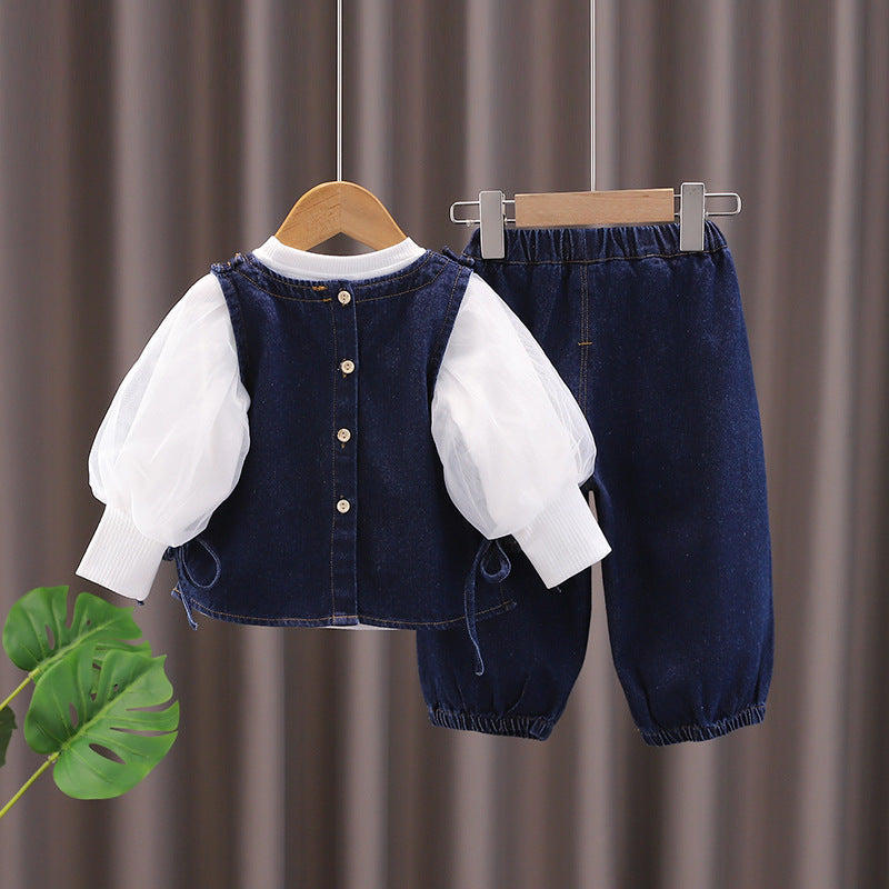 Conjunto Infantil Feminino 3 Peças Coraçõeszinhos