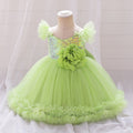 Vestido Infantil Tule Brilhante Flor