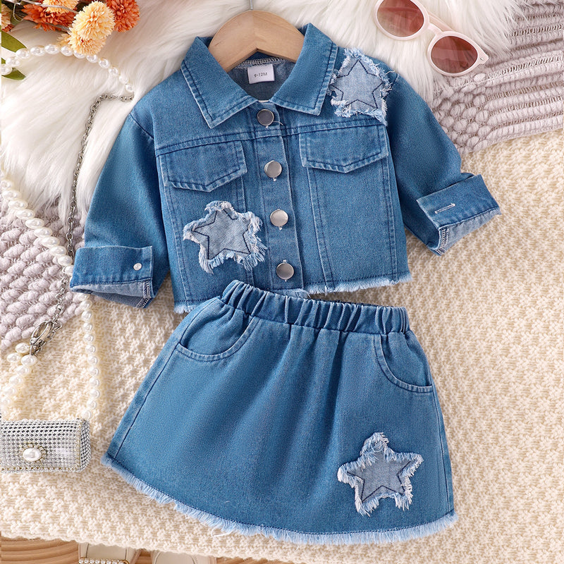 Conjunto Infantil Feminino Jeans Estrela