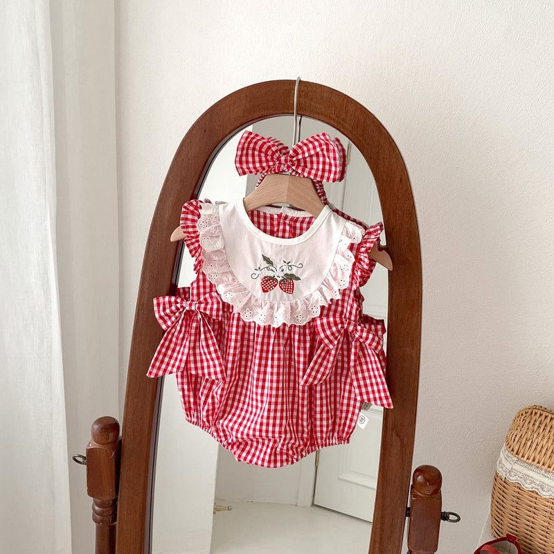 Body Infantil Feminino Xadrez Moranguinhos