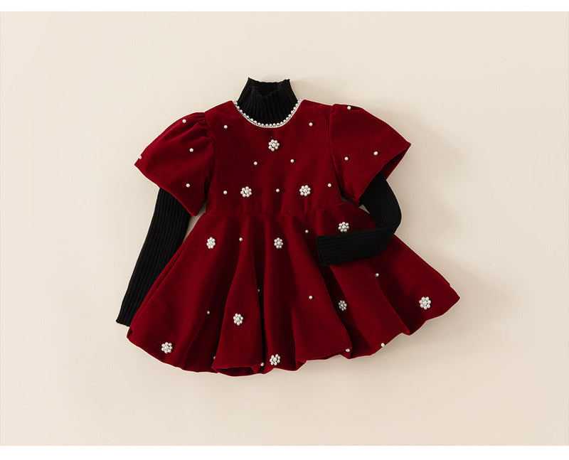 Vestido Infantil Vermelho Pérolas