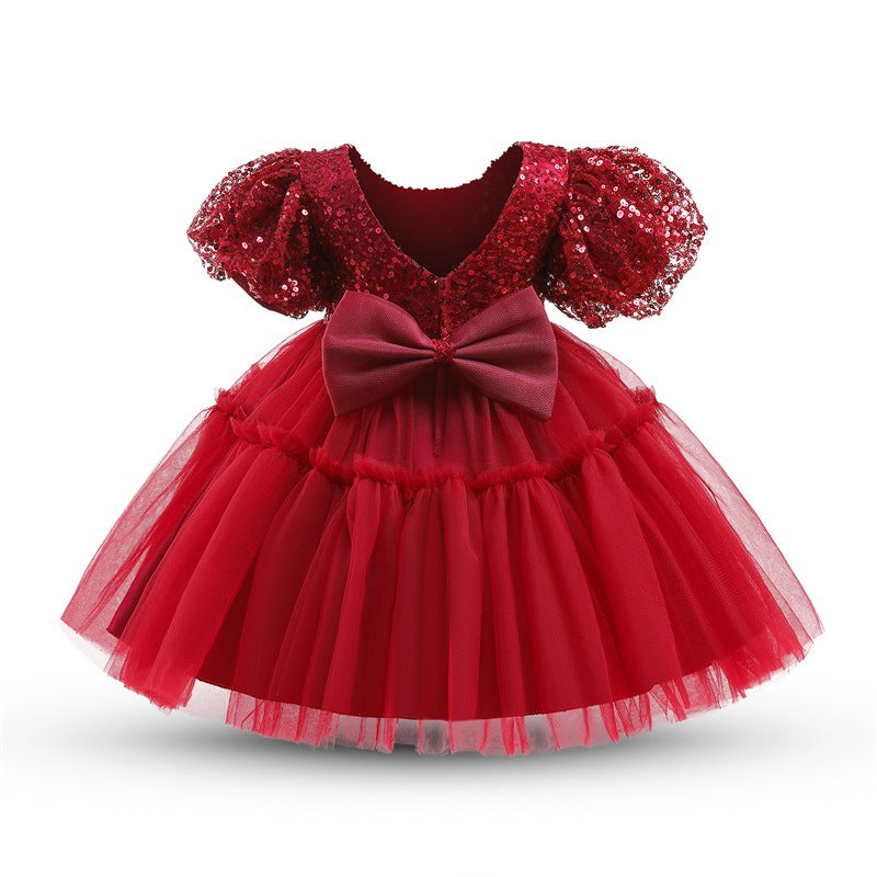 Vestido Infantil Vermelho Brilhante