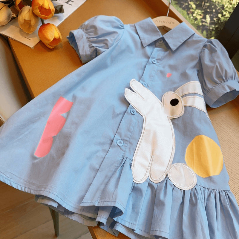 Vestido Infantil Azul Coelhinho