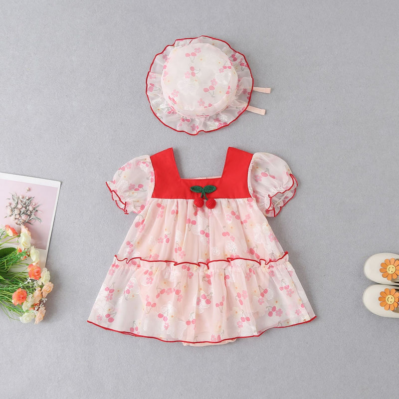 Vestido Infantil Verão Cerejinhas