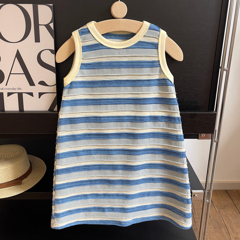 Vestido Infantil Azul Lístras